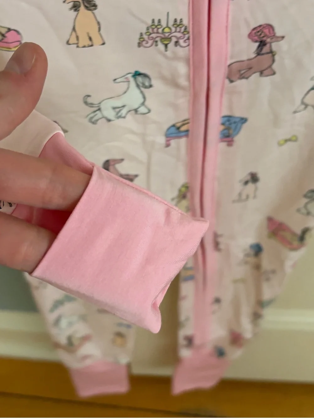NWT Angel Dear Pink Fancy Pets Dog Print Convertible Foot Romper Pajama
